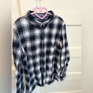 Tommy Hilfiger Navy Blue & White Plaid Checkered Shirt 100% Cotton XL PTP 20